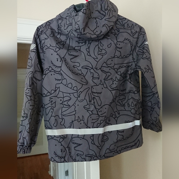 H&M dark Gray Dinosaur Print rain Jacket size 6/7 - Picture 7 of 13